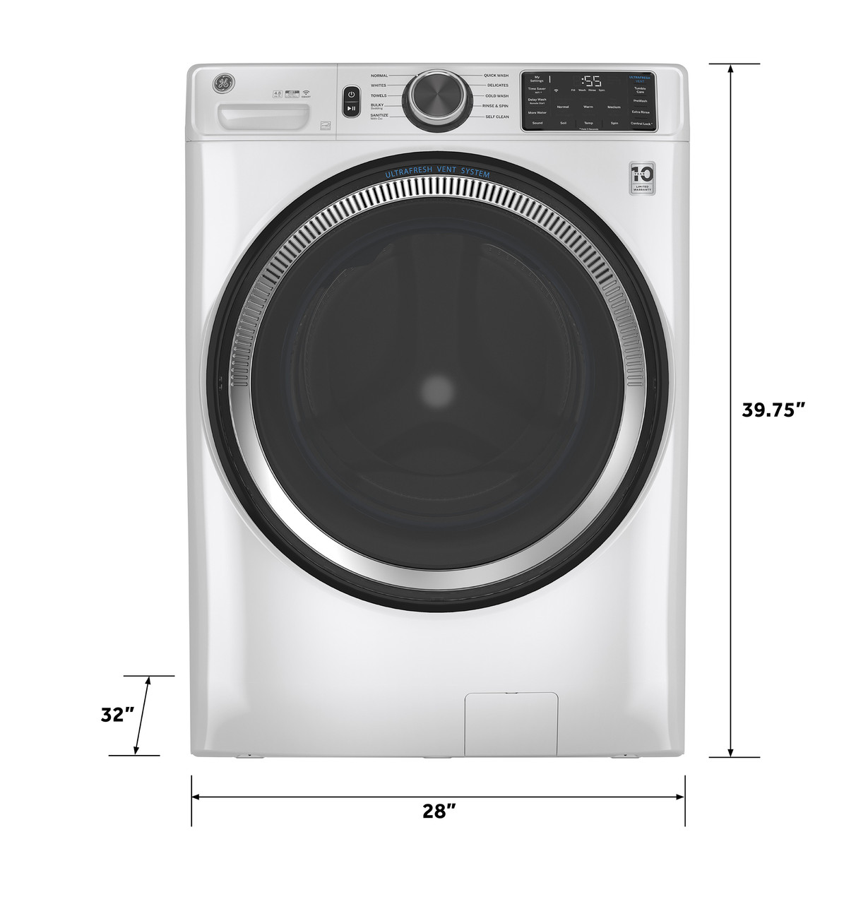 ft. Smart Front-Load Washer with UltraFresh Vent System, OdorBlock™ & Sanitize with Ox